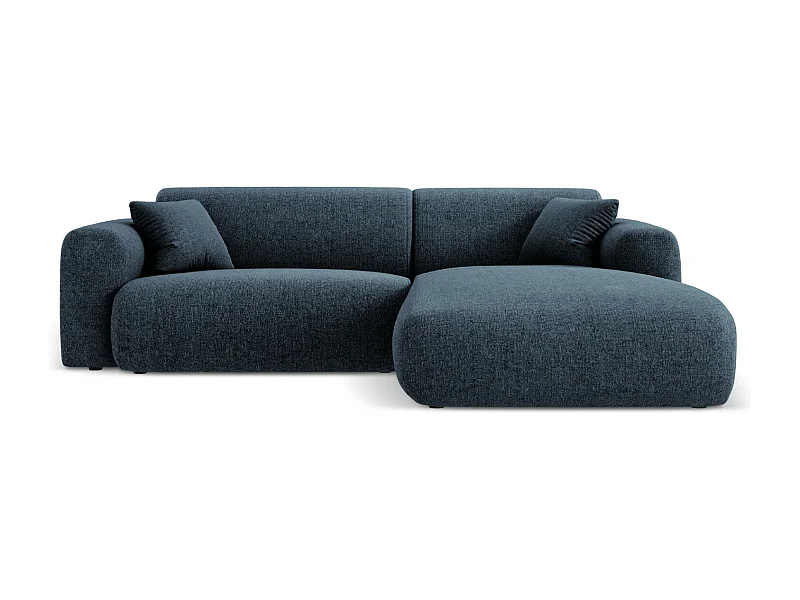 Cosmopolitan Design - Sofá de canto direito "Nolio" 4 lugares em tecido chenille azul real - 235x170x72cm