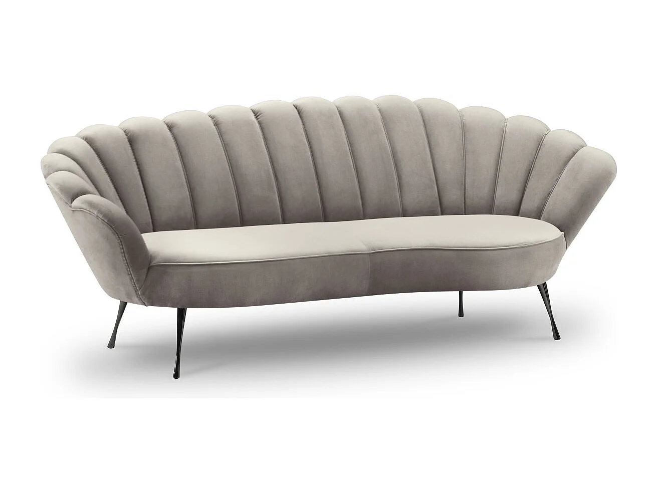 Cosmopolitan Design - Bank "Kingston" 3 zitplaatsen, Flueel, Lichtbeige - 224x95x85cm