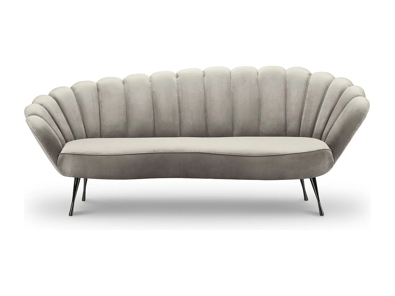 Cosmopolitan Design - Bank "Kingston" 3 zitplaatsen, Flueel, Lichtbeige - 224x95x85cm