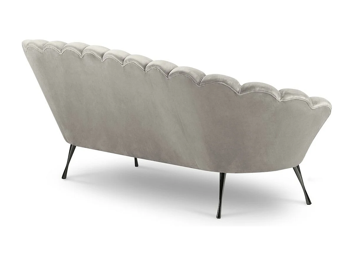 Cosmopolitan Design - Bank "Kingston" 3 zitplaatsen, Flueel, Lichtbeige - 224x95x85cm