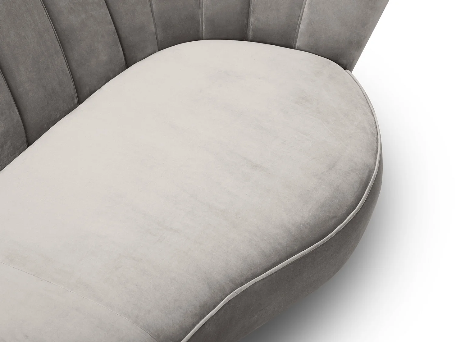 Cosmopolitan Design - Bank "Kingston" 3 zitplaatsen, Flueel, Lichtbeige - 224x95x85cm