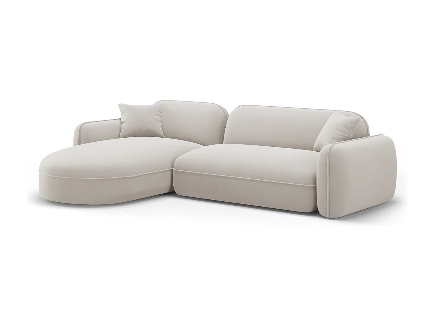 CXL by Christian Lacroix - Modulaire hoekbank links "Lucien" 4 zitplaatsen, Flueel, Lichtbeige - 275x165x70cm