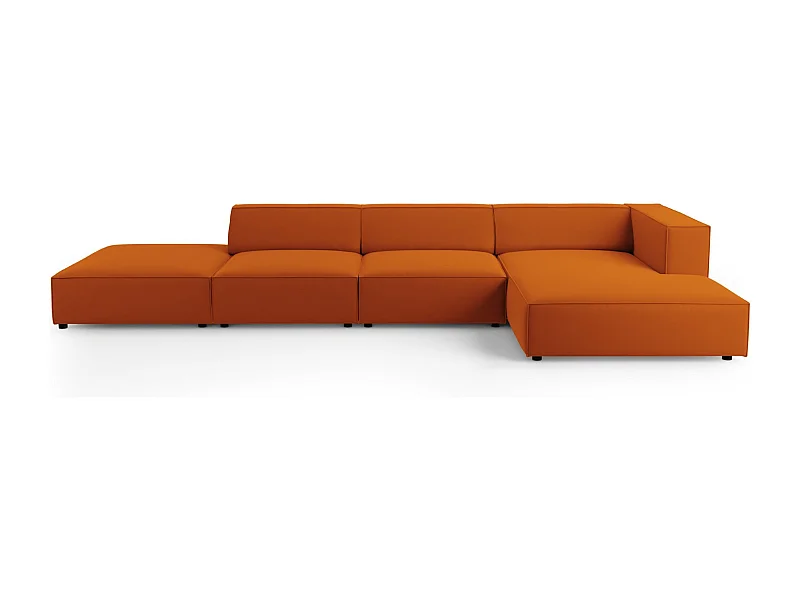 Cosmopolitan Design - Narożnik prawy, "Arendal" 5 miejsc welur, terakota - 341x166x70cm