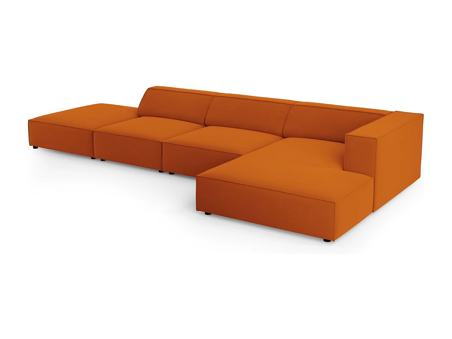 Cosmopolitan Design - Sofá esquinero derecho "Arendal" 5 plazas de terciopelo terracota - 341x166x70cm