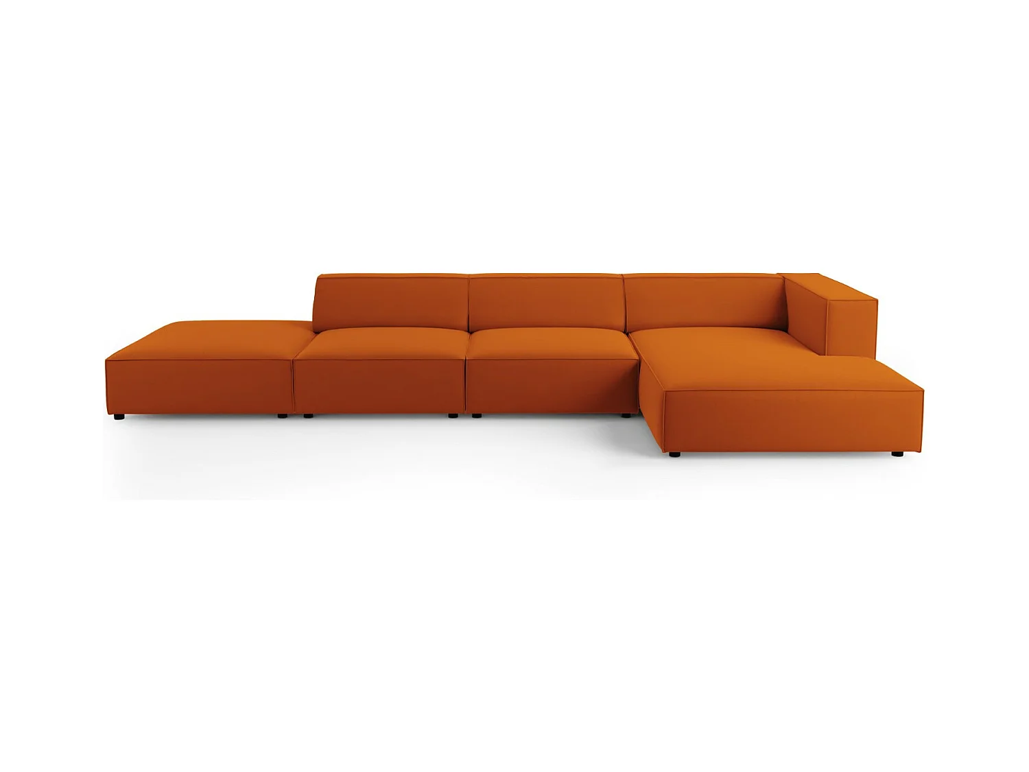 Cosmopolitan Design - Rechter hoekbank "Arendal" 5 zitplaatsen, Flueel, Terracotta - 341x166x70cm