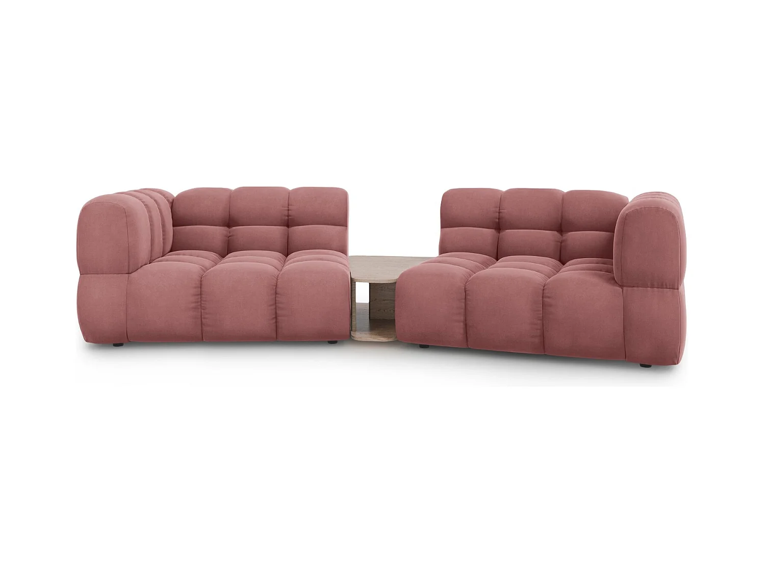 Cosmopolitan Design - Canapé modulable "Sky" 2 places en velours saumon - 280x148x75cm