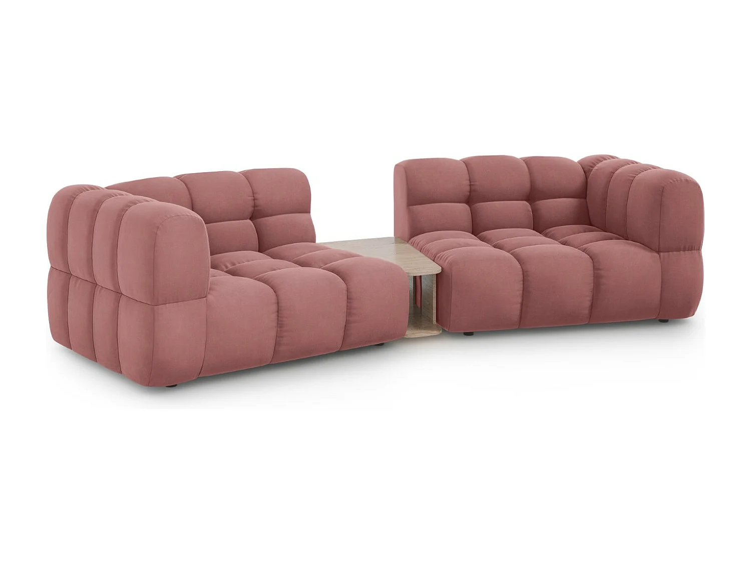 Cosmopolitan Design - Canapé modulable "Sky" 2 places en velours saumon - 280x148x75cm