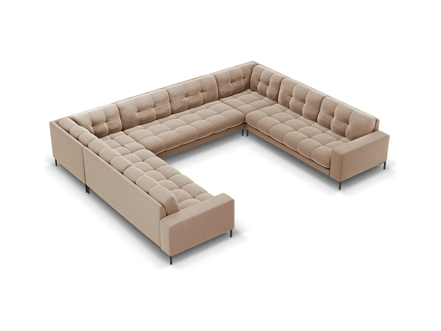 Cosmopolitan Design - Panoramische bank "Bali" 9 zitplaatsen, Flueel, Beige - 327x256x75cm