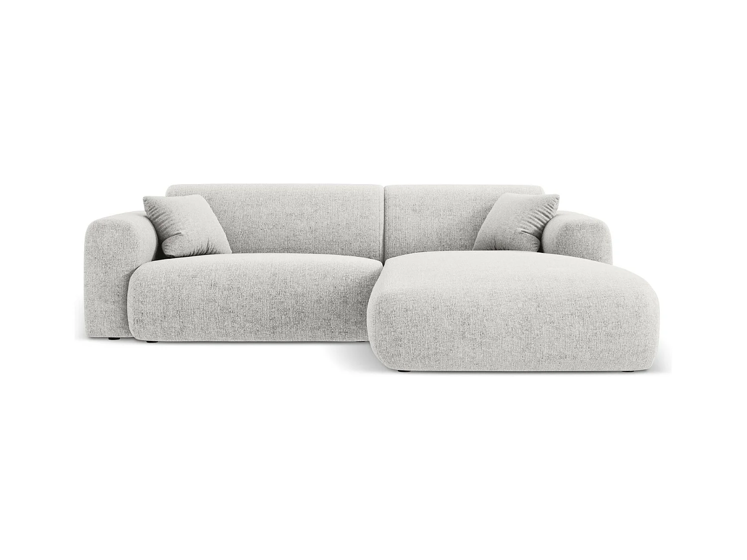 Cosmopolitan Design - Rechter hoekbank "Nolio" 4 zitplaatsen, Chenille, Lichtgrijs - 235x170x72cm