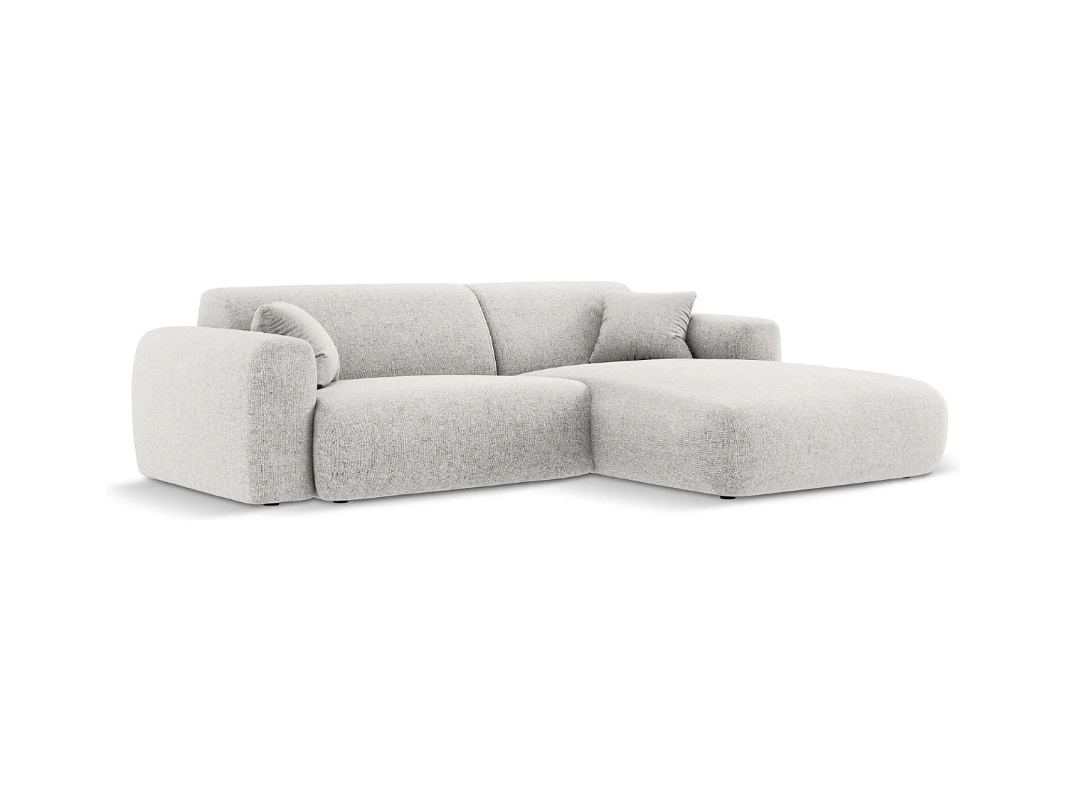 Cosmopolitan Design - Divano angolare destro "Nolio" 4 posti in ciniglia grigio chiaro - 235x170x72cm