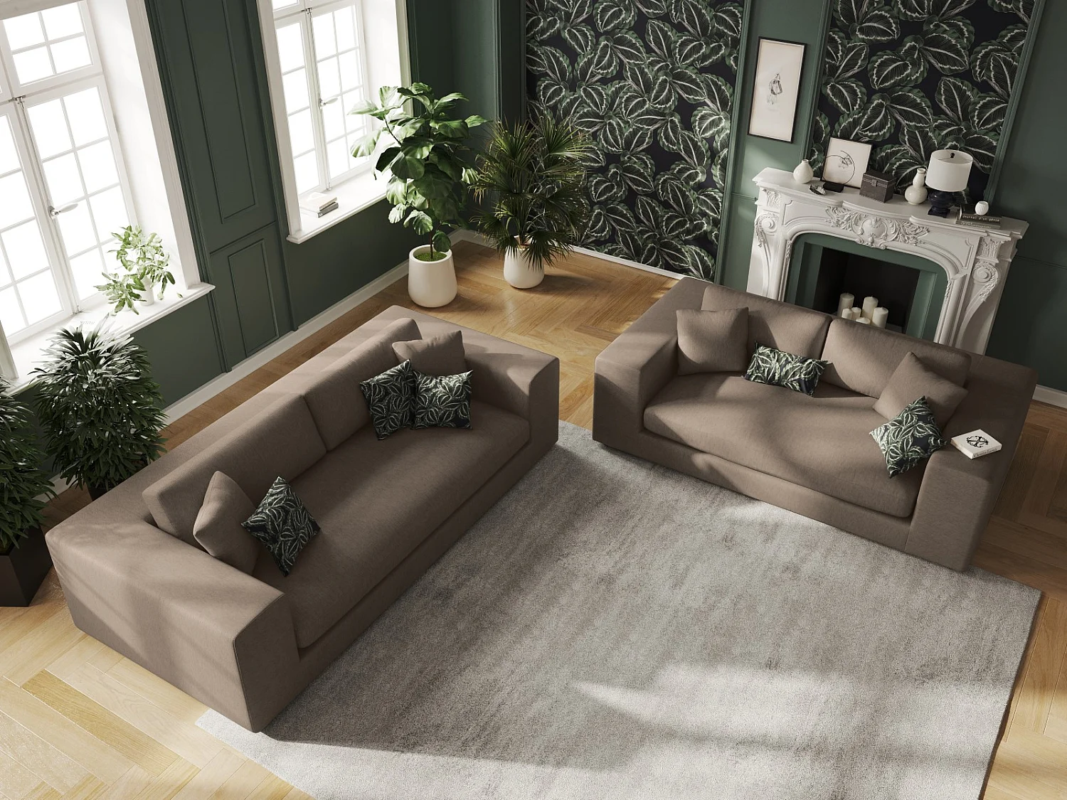 CXL by Christian Lacroix - Sofa, "Tendance" 4 miejsca tkanina strukturalna, brąz jasny - 262x122x72cm