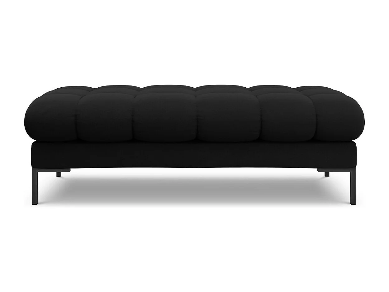 Cosmopolitan Design - Bank "Bali" 2 zitplaatsen, Flueel, Zwart - 62x133x41cm