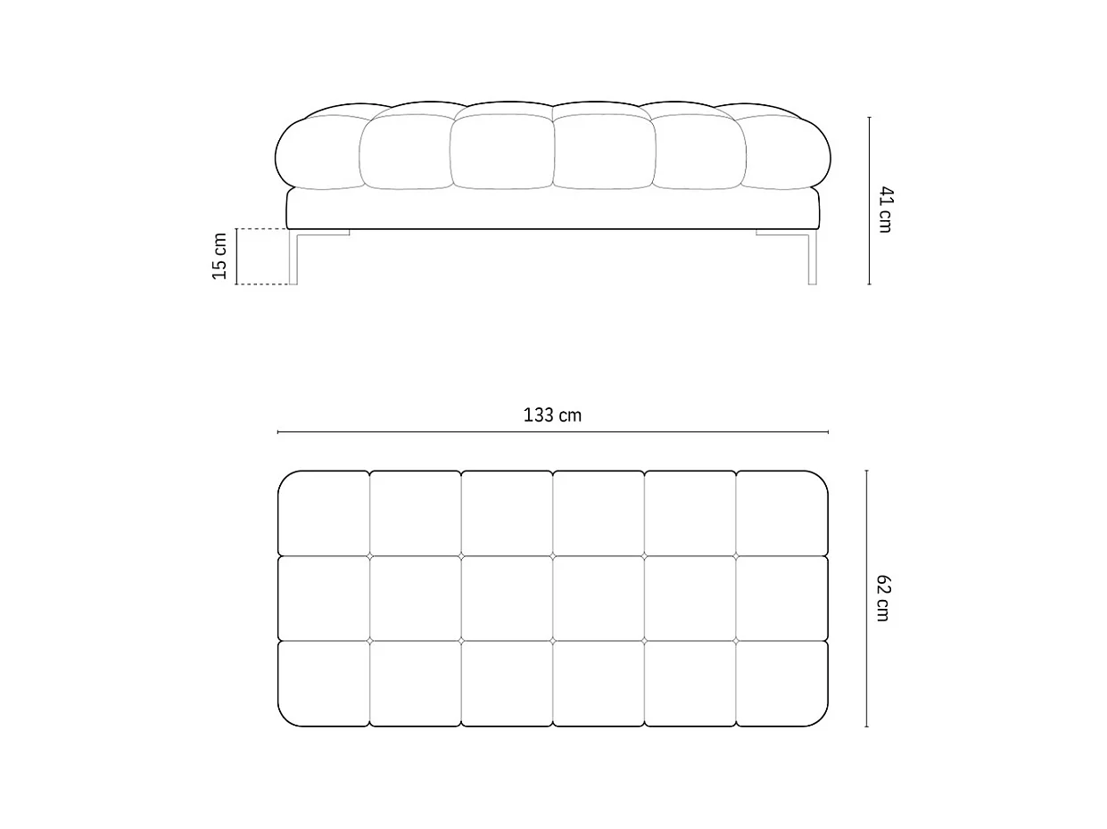 Cosmopolitan Design - Banc "Bali" 2 places en velours beige - 62x133x41cm