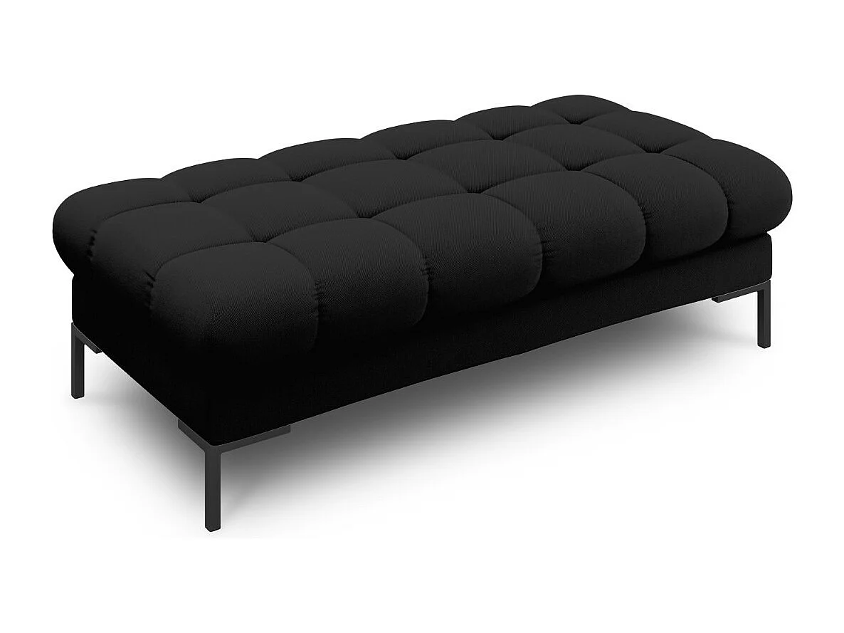 Cosmopolitan Design - Bank "Bali" 2 zitplaatsen, Structurele stof, Zwart - 62x133x41cm