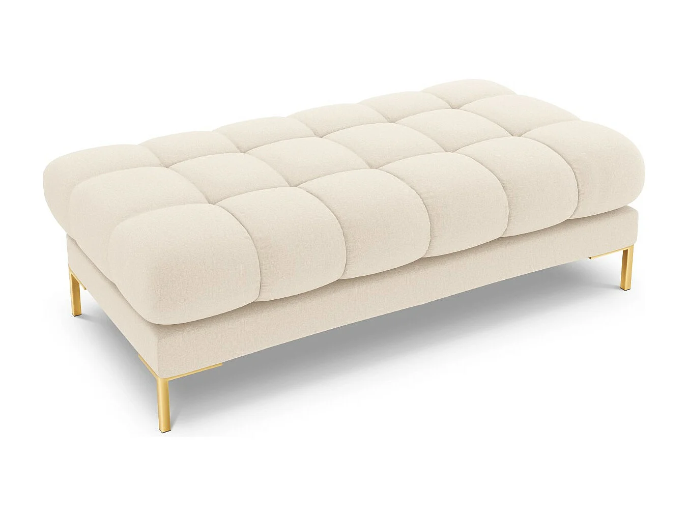 Cosmopolitan Design - Bank "Bali" 2 zitplaatsen, Structurele stof, Lichtbeige - 62x133x41cm