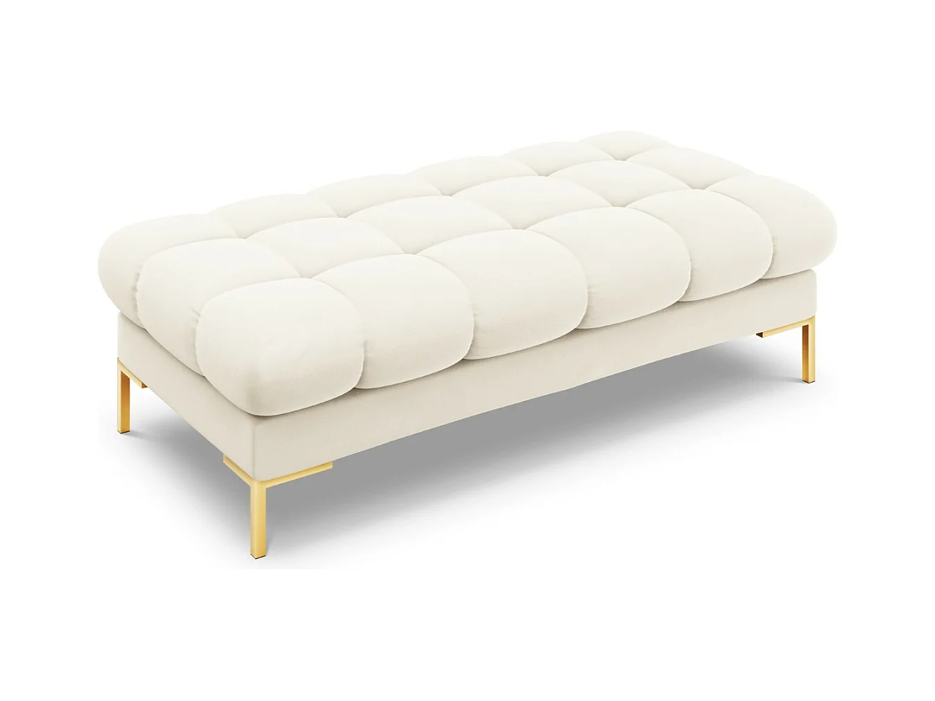 Cosmopolitan Design - Bank "Bali" 2 zitplaatsen, Flueel, Lichtbeige - 62x133x41cm