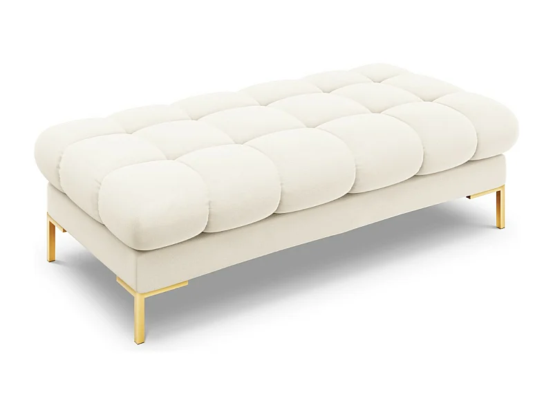 Cosmopolitan Design - Bank "Bali" 2 zitplaatsen, Flueel, Lichtbeige - 62x133x41cm