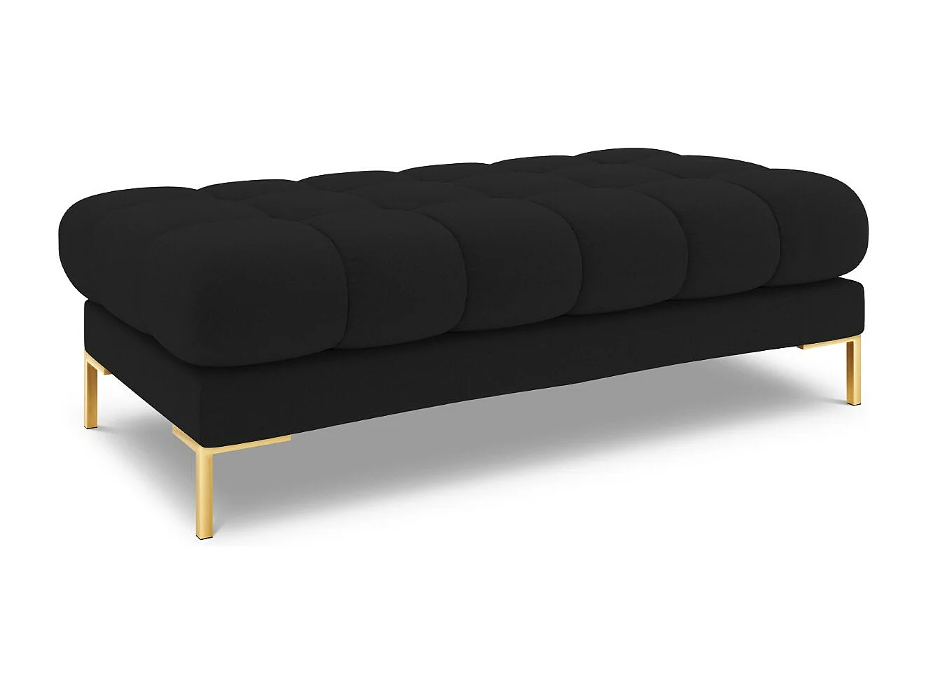 Cosmopolitan Design - Bank "Bali" 2 zitplaatsen, Structurele stof, Zwart - 62x133x41cm