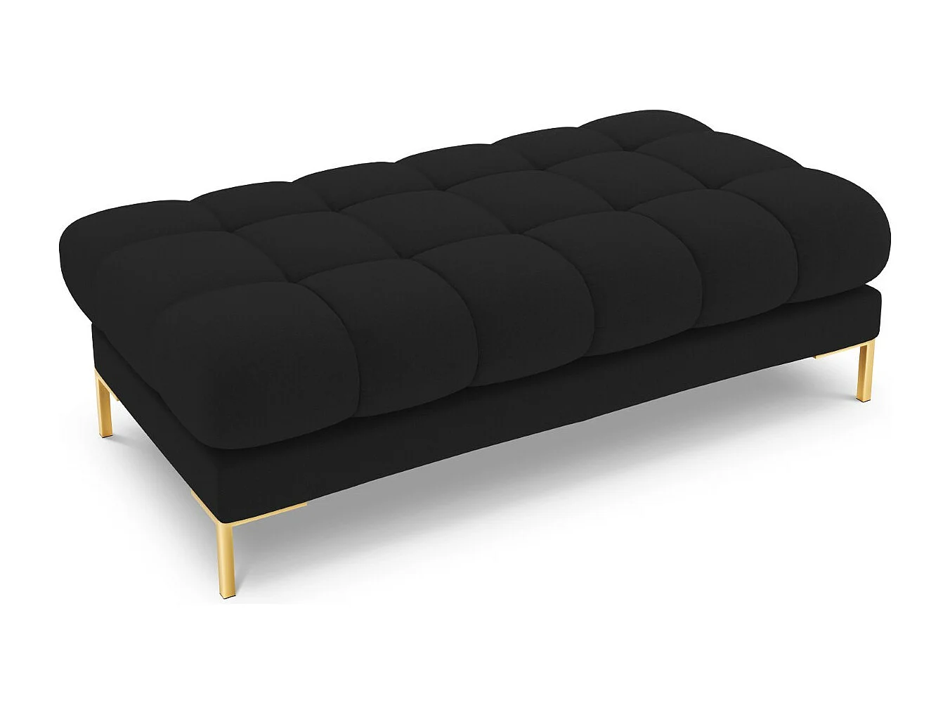 Cosmopolitan Design - Bank "Bali" 2 zitplaatsen, Structurele stof, Zwart - 62x133x41cm