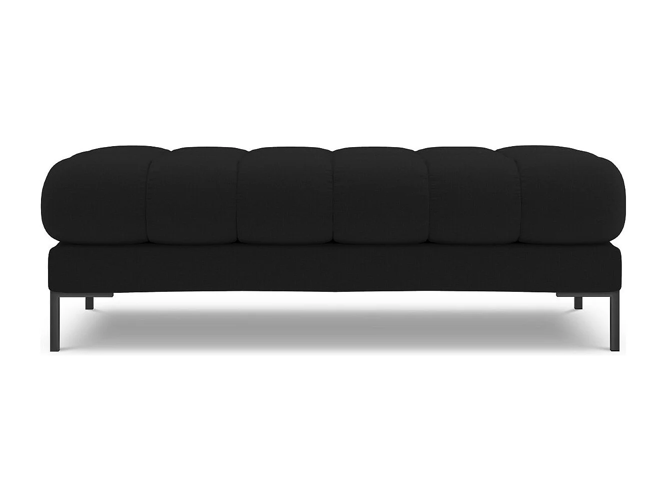 Cosmopolitan Design - Bank "Bali" 2 zitplaatsen, Structurele stof, Zwart - 62x133x41cm