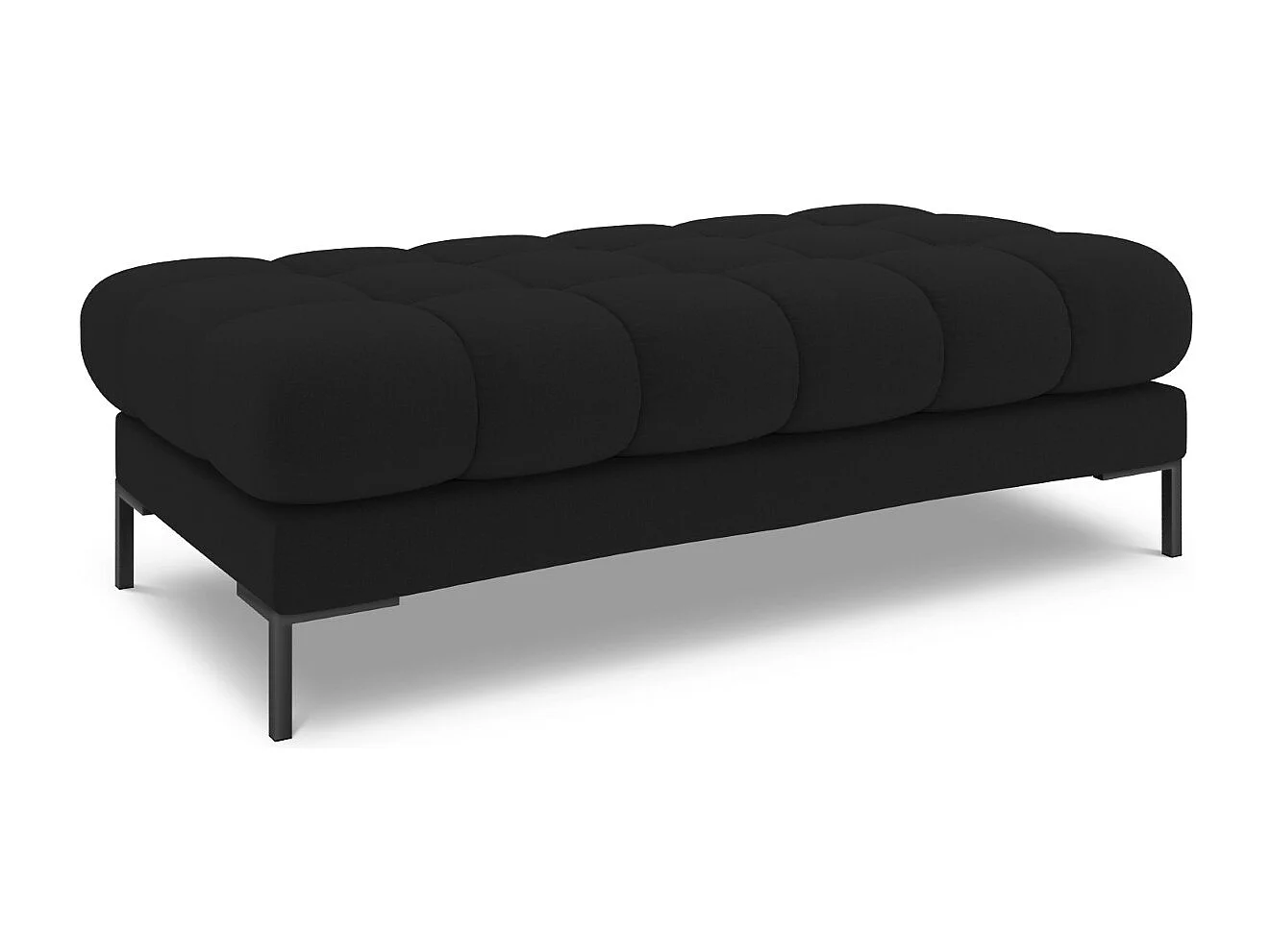 Cosmopolitan Design - Bank "Bali" 2 zitplaatsen, Structurele stof, Zwart - 62x133x41cm