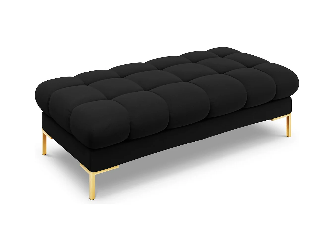 Cosmopolitan Design - Bank "Bali" 2 zitplaatsen, Flueel, Zwart - 62x133x41cm