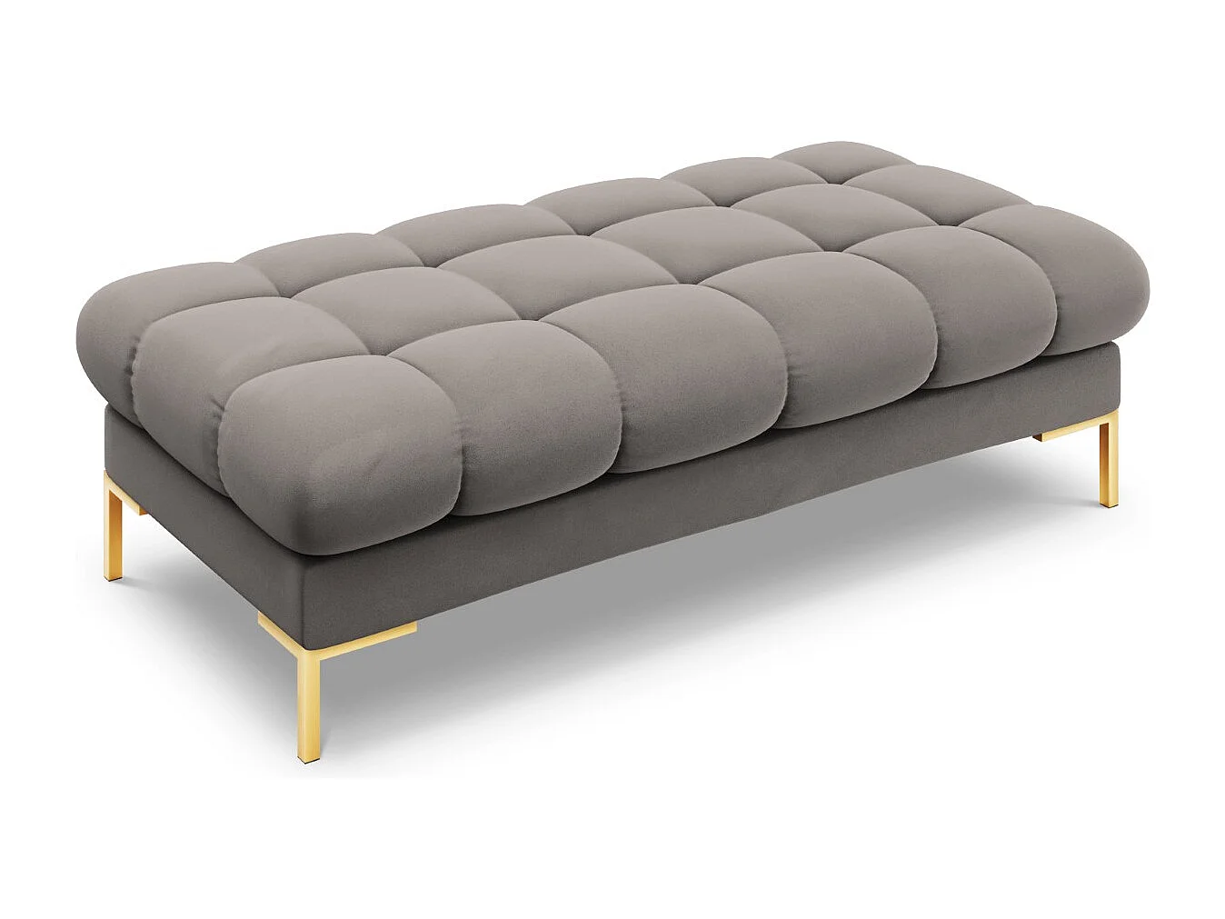 Cosmopolitan Design - 2-Sitzer Bank "Bali" aus Samt hellgrau - 62x133x41cm