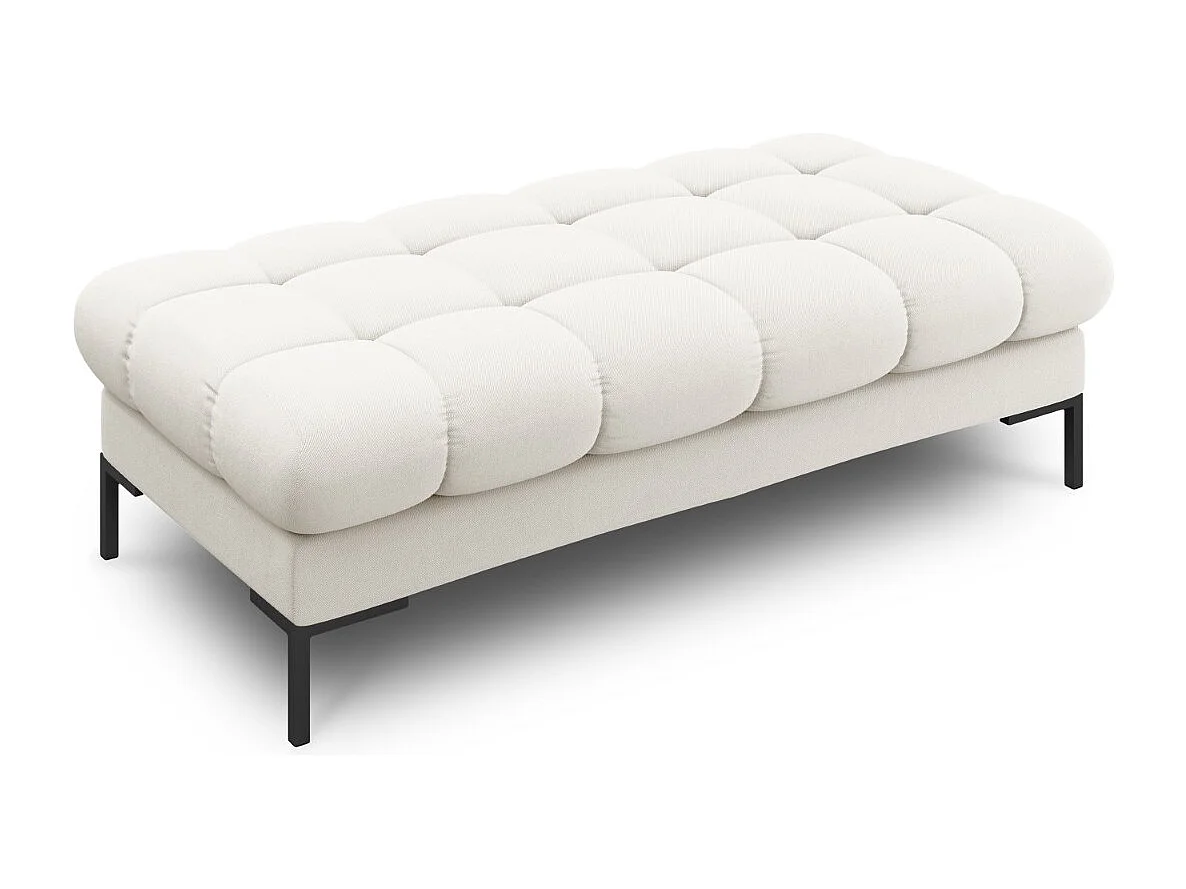 Cosmopolitan Design - 2-Sitzer Bank "Bali" aus strukturiertem Stoff leichtes beige - 62x133x41cm