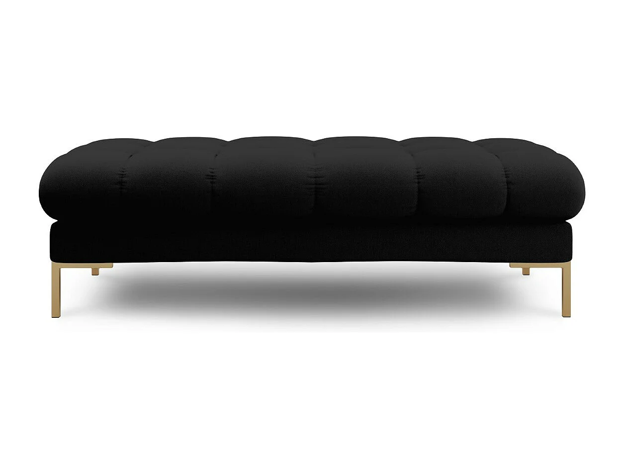 Cosmopolitan Design - Bank "Bali" 2 zitplaatsen, Structurele stof, Zwart - 62x133x41cm