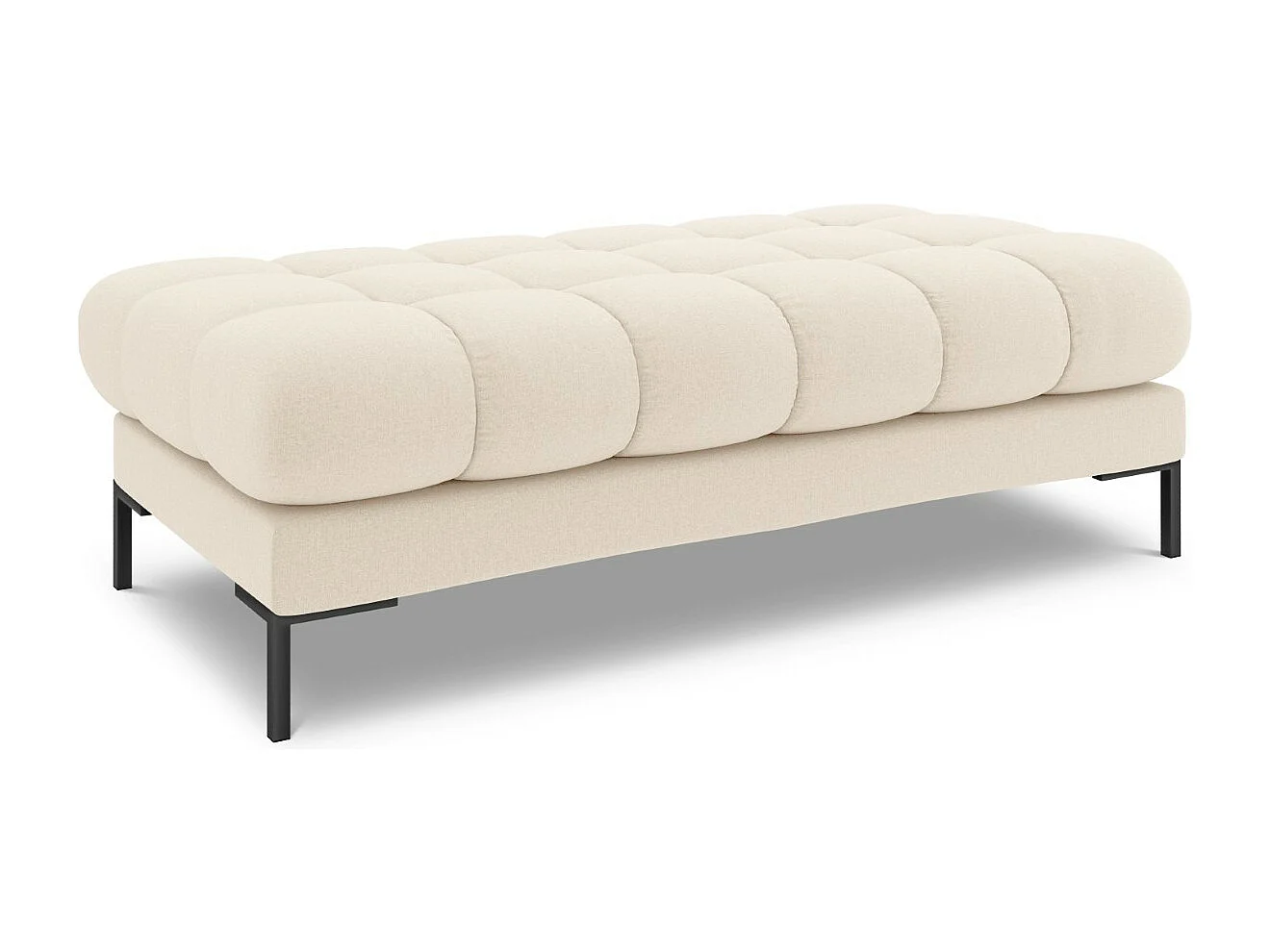 Cosmopolitan Design - Bank "Bali" 2 zitplaatsen, Structurele stof, Lichtbeige - 62x133x41cm