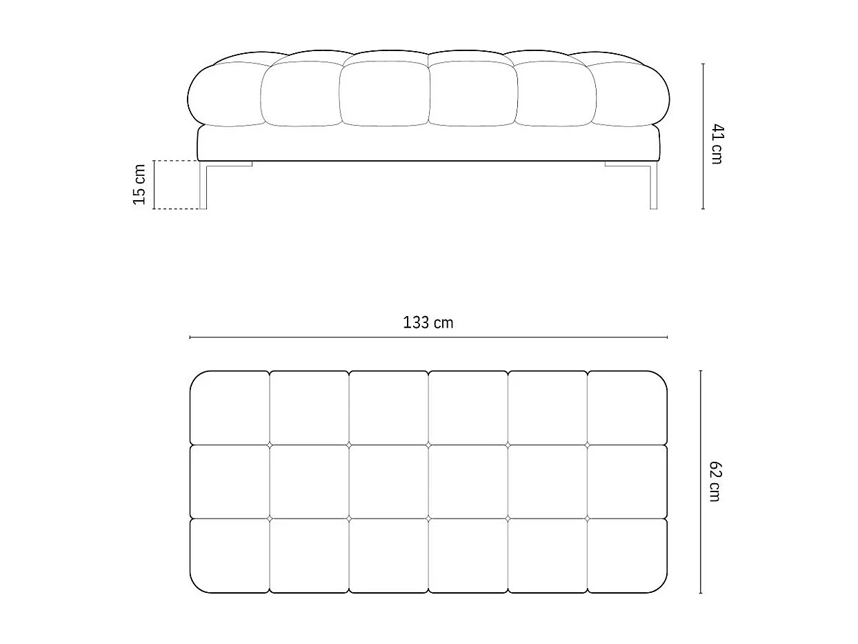 Cosmopolitan Design - Banco "Bali" 2 plazas de tejido estructural beige claro - 62x133x41cm