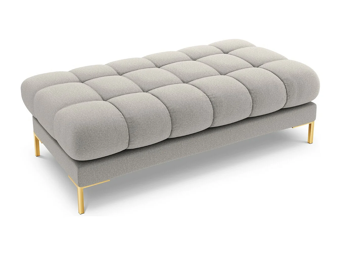 Cosmopolitan Design - Bank "Bali" 2 zitplaatsen, Structurele stof, Lichtgrijs - 62x133x41cm