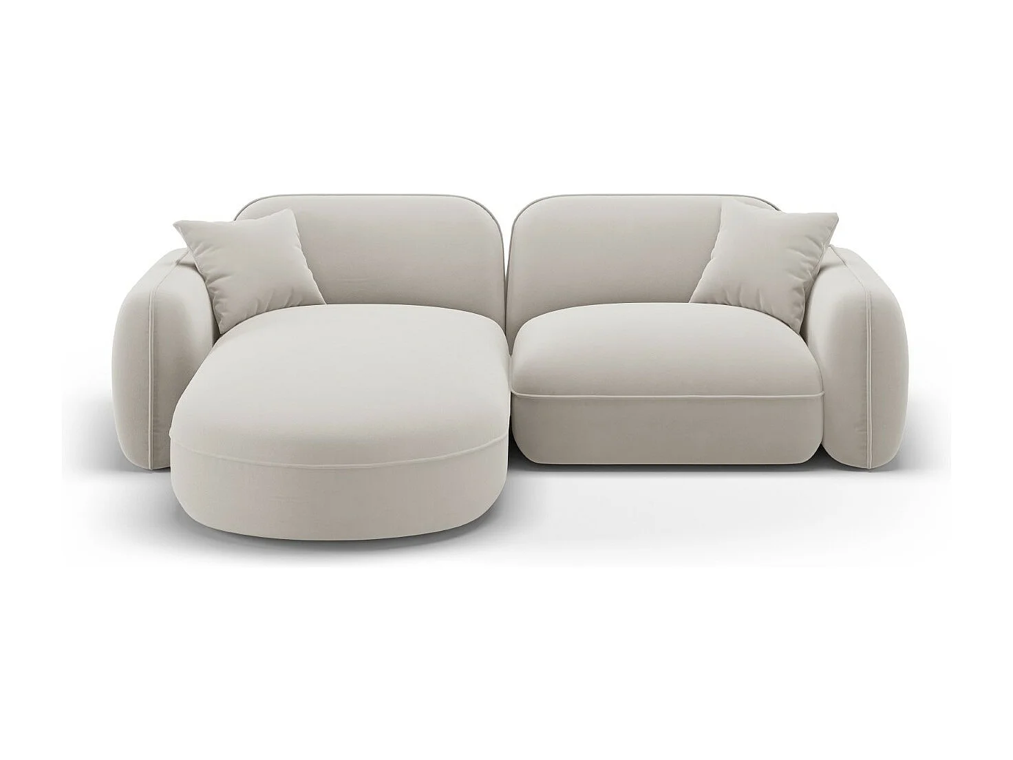 CXL by Christian Lacroix - Modulaire hoekbank links "Lucien" 3 zitplaatsen, Flueel, Lichtbeige - 230x165x70cm