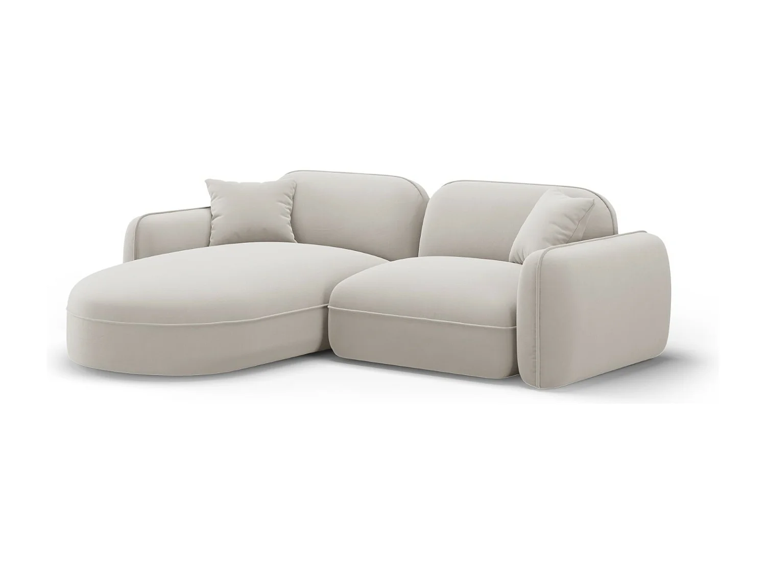 CXL by Christian Lacroix - Modulaire hoekbank links "Lucien" 3 zitplaatsen, Flueel, Lichtbeige - 230x165x70cm