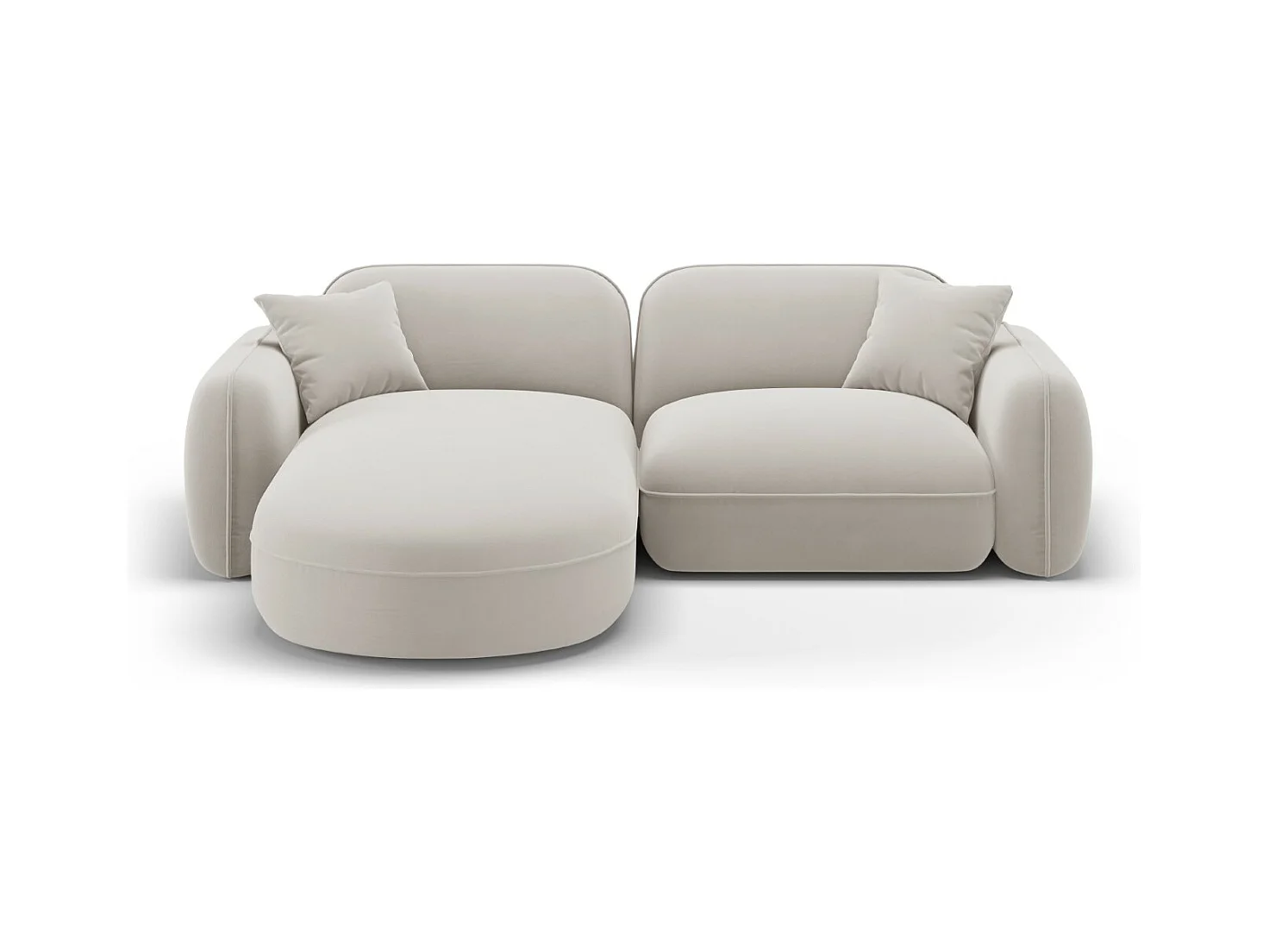 CXL by Christian Lacroix - Canapé d'angle gauche modulable "Lucien" 3 places en velours beige clair - 230x165x70cm