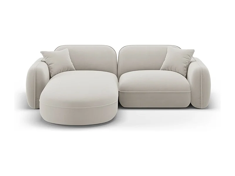 CXL by Christian Lacroix - Canapé d'angle gauche modulable "Lucien" 3 places en velours beige clair - 230x165x70cm