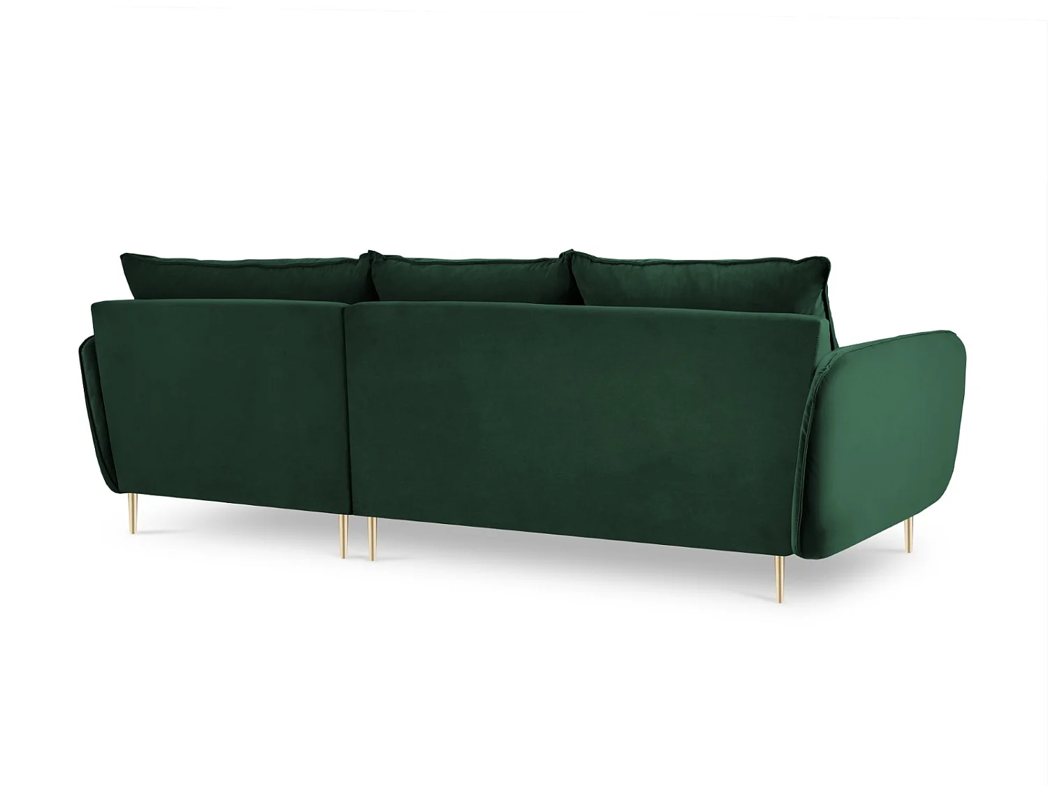 Cosmopolitan Design - Canapé d'angle droit "Vienna" 5 places en velours vert bouteille - 255x170x95cm