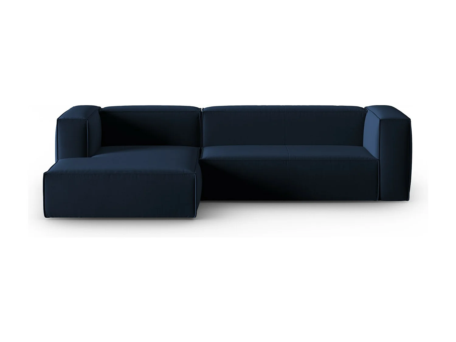 Cosmopolitan Design - Linker hoekbank "Mackay" 4 zitplaatsen, Flueel, Koningsblauw - 282x166x73cm