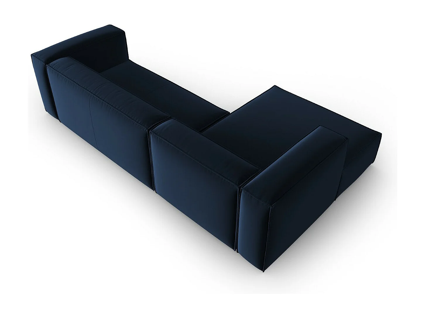 Cosmopolitan Design - Linker hoekbank "Mackay" 4 zitplaatsen, Flueel, Koningsblauw - 282x166x73cm