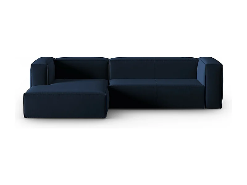 Cosmopolitan Design - Canapé d'angle gauche "Mackay" 4 places en velours bleu roi - 282x166x73cm