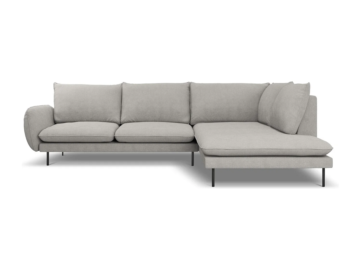 Cosmopolitan Design - Sofá de canto direito "Vienna" 6 lugares em tecido estrutural cinza claro - 275x185x95cm