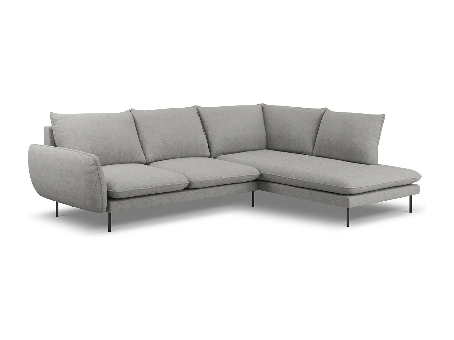 Cosmopolitan Design - Canapé d'angle droit "Vienna" 6 places en tissu structurel gris clair - 275x185x95cm