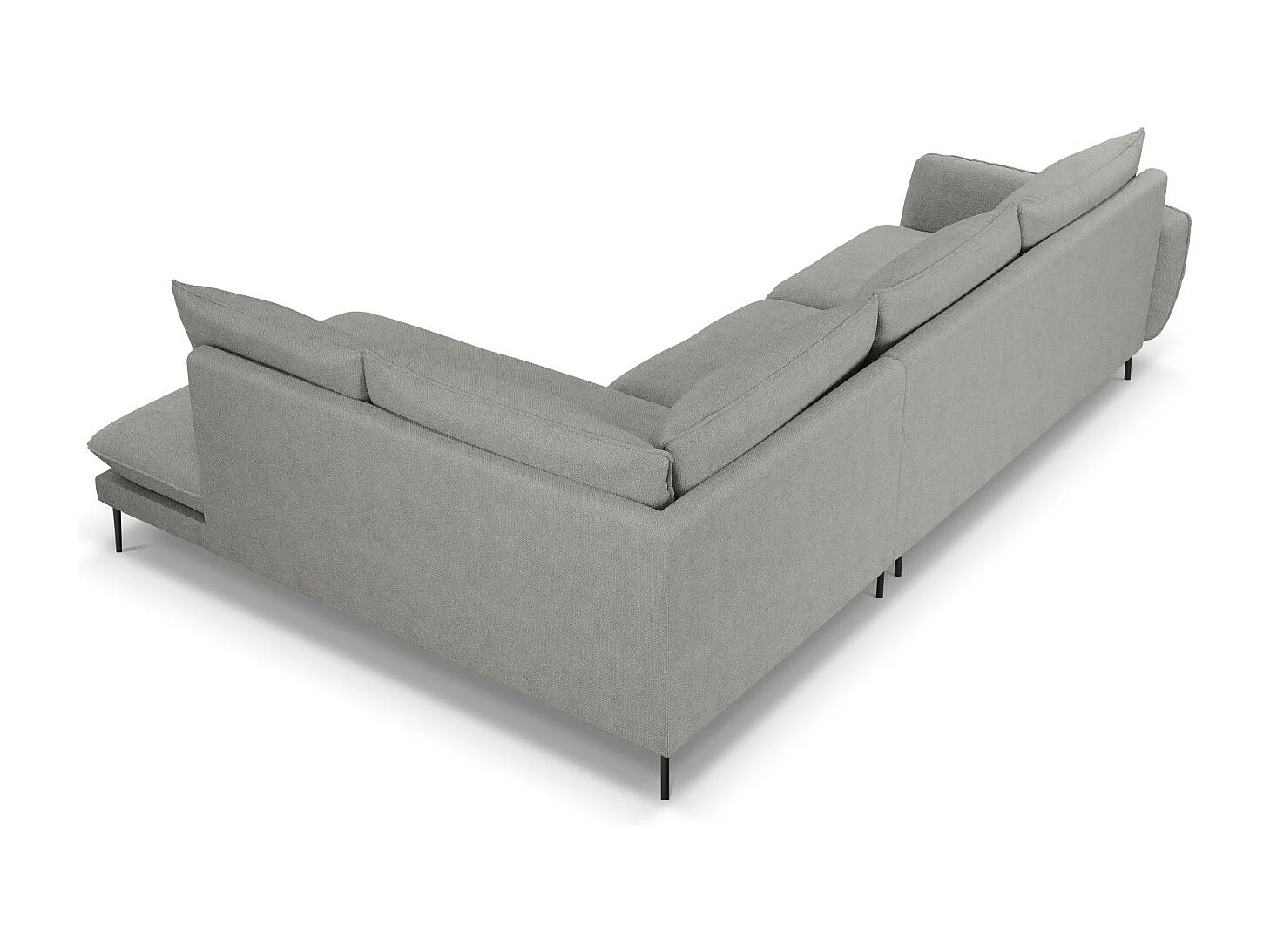 Cosmopolitan Design - Canapé d'angle droit "Vienna" 6 places en tissu structurel gris clair - 275x185x95cm