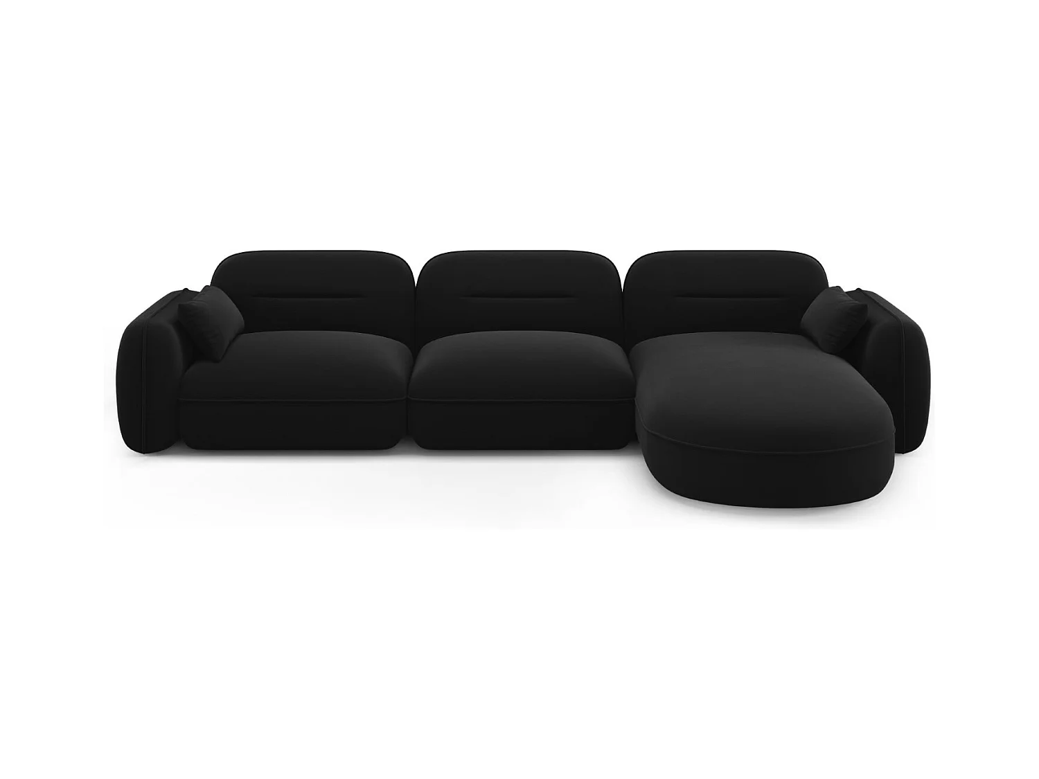 Cosmopolitan Design - Modulaire hoekbank rechts "Sydney" 4 zitplaatsen, Flueel, Zwart - 320x165x70cm