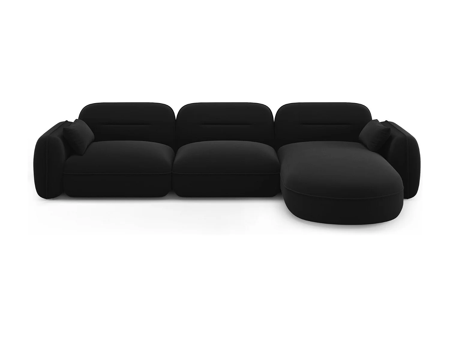 Cosmopolitan Design - Canapé d'angle droit modulable "Sydney" 4 places en velours noir - 320x165x70cm