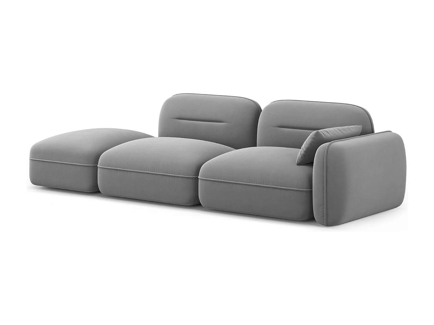 Cosmopolitan Design - 3-Sitzer modulares Sofa links "Sydney" aus Samt hellgrau - 295x90x70cm