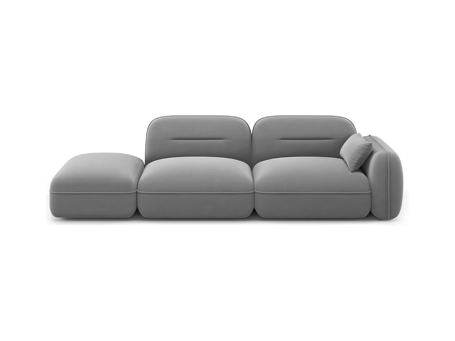 Cosmopolitan Design - Linker modulaire bank "Sydney" 3 zitplaatsen, Flueel, Lichtgrijs - 295x90x70cm