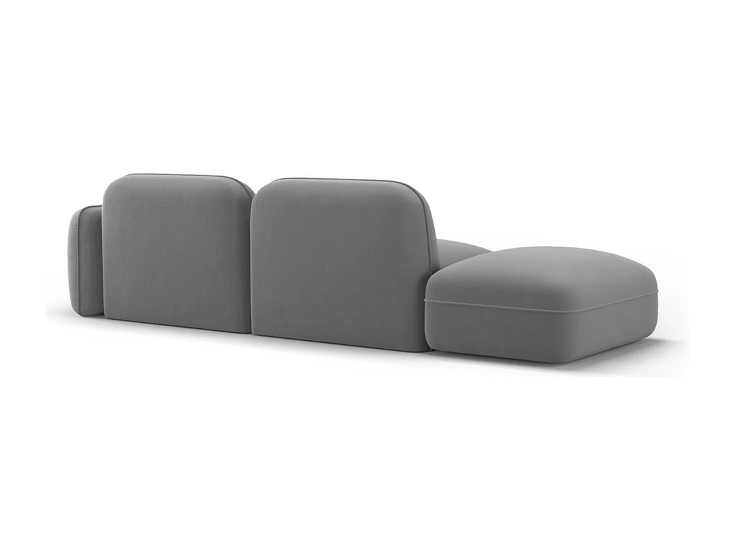 Cosmopolitan Design - Canapé modulable gauche "Sydney" 3 places en velours gris clair - 295x90x70cm