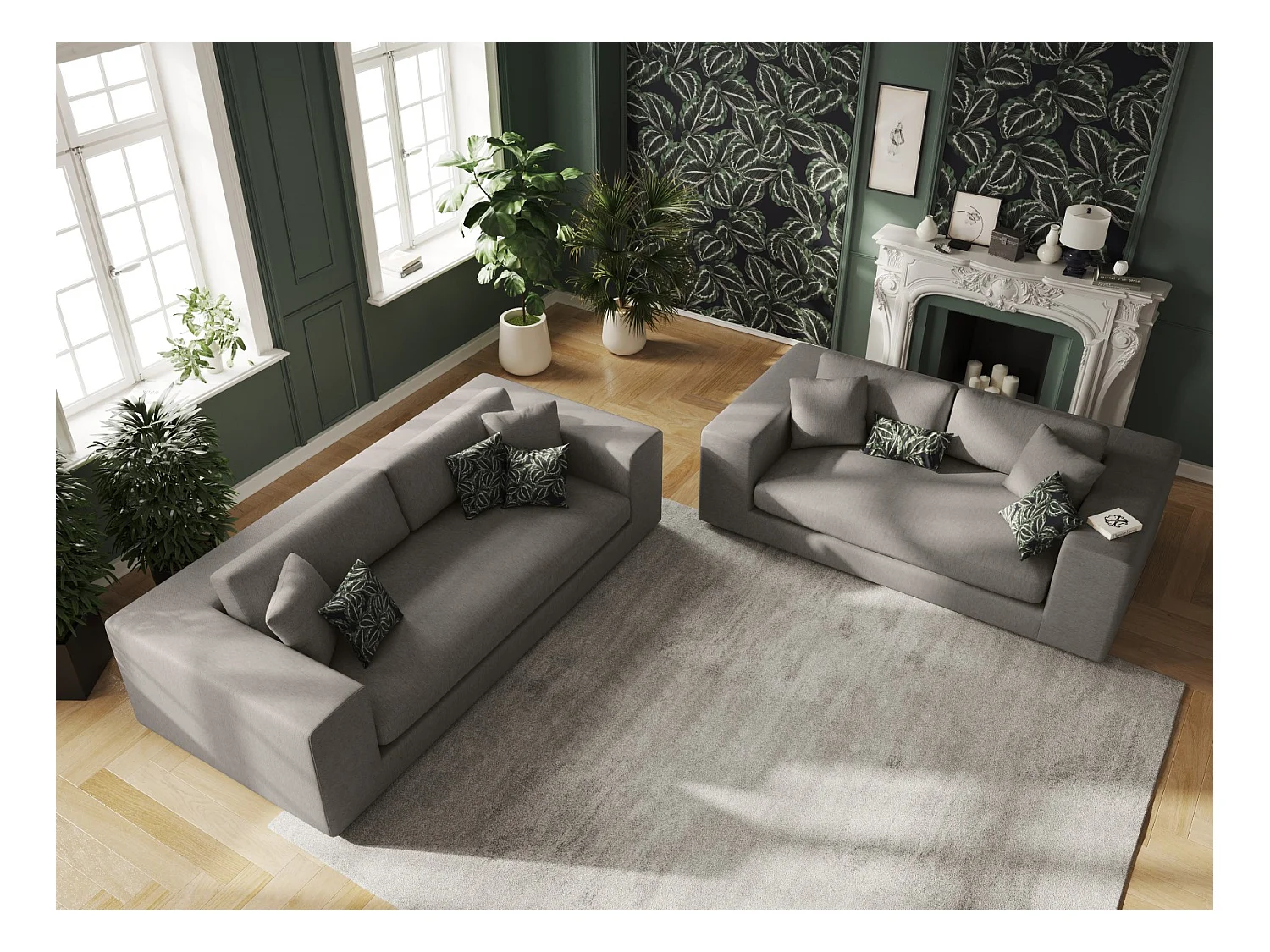 CXL by Christian Lacroix - 4-Sitzer Sofa "Tendance" Sitzer aus strukturiertem Stoff grau - 262x122x72cm