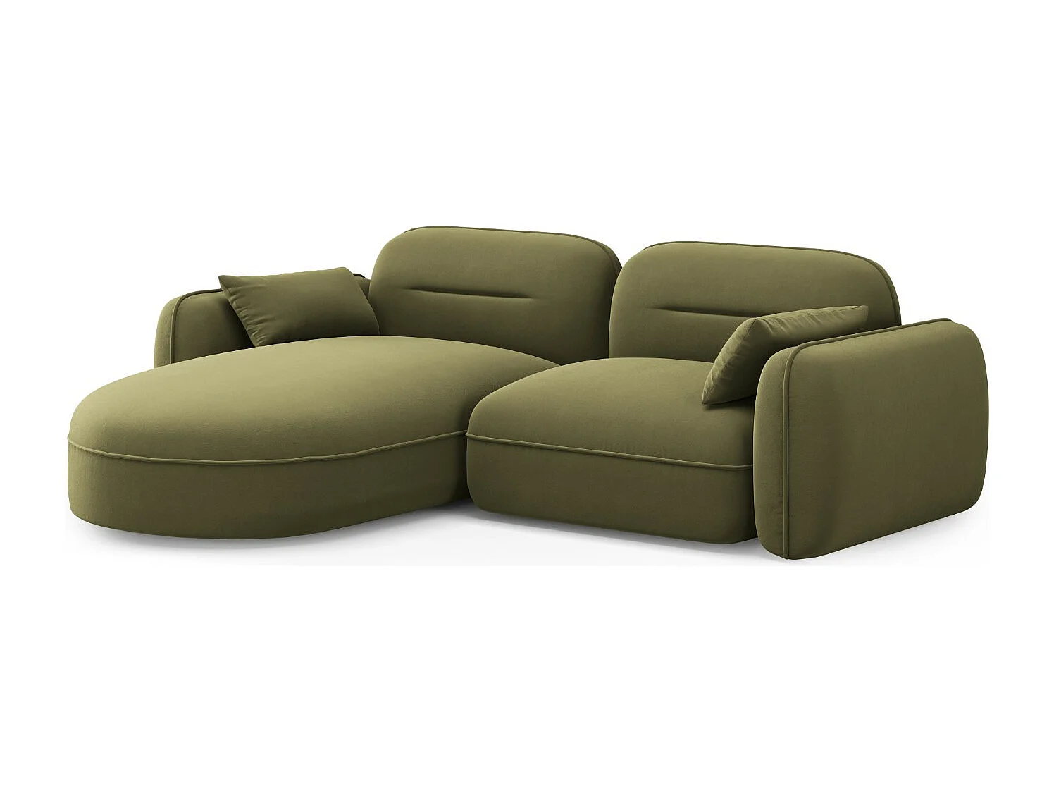 Cosmopolitan Design - Sofá modular de canto esquerdo "Sydney" 3 lugares em veludo verde claro - 230x165x70cm